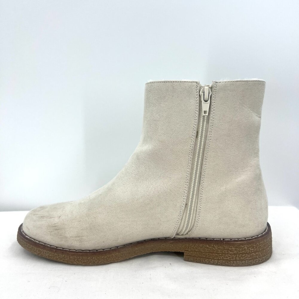 LOFT Ivory Faux Suede Side Zip Booties Women's 8.5 - Picture 4 of 11